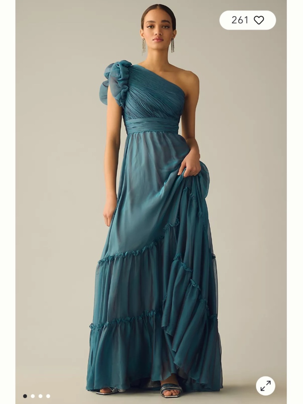 Mac Duggal organza pleated one shoulder gown